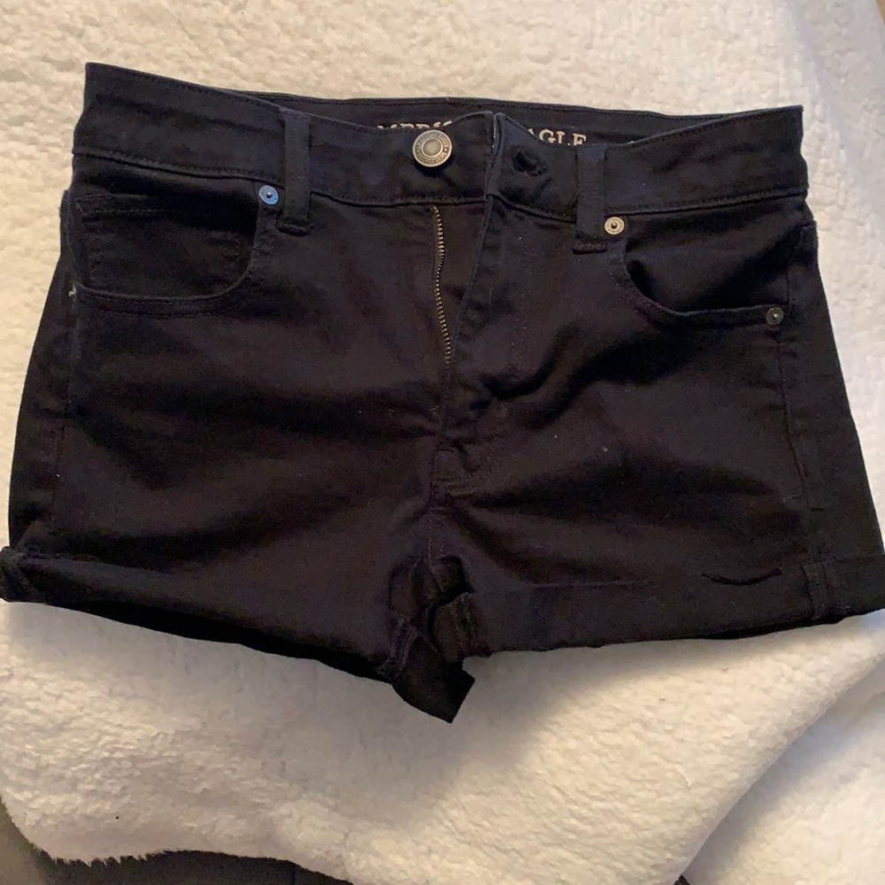 American Eagle black hi-rise shortie shorts
